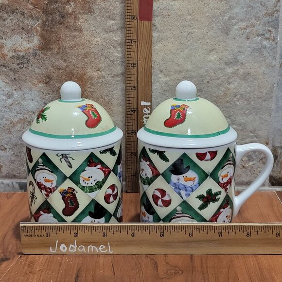 MSI Snowman Coffee Tea Mugs with Lid Set of 2 - Picture 9 of 12